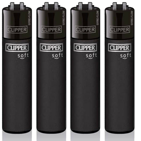 Clipper Feuerzeug Soft Touch Schwarz 4er Set