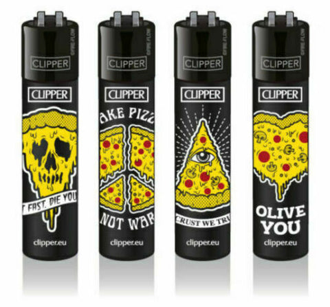 Clipper Feuerzeug Funny Pizza 4er Set